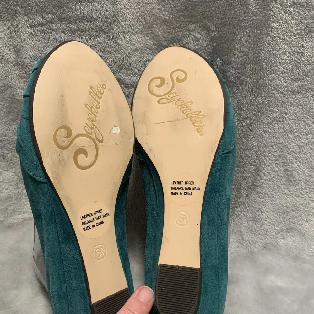 Seychelles Womens Shoes 6.5 Teal‎ Blue Suede Slip On Open Toe Coastal Passport
